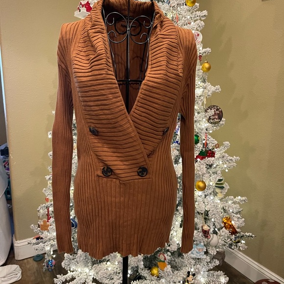 Sweaters - Double-Breasted Ribbed Cardigan